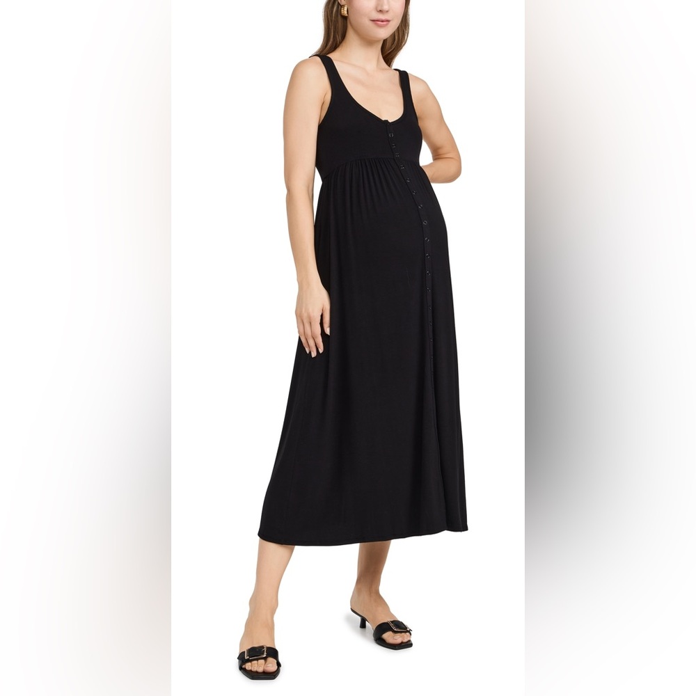 Hatch The Softest Rib Nursing Dress - Black Sleeveless Maxi Dress